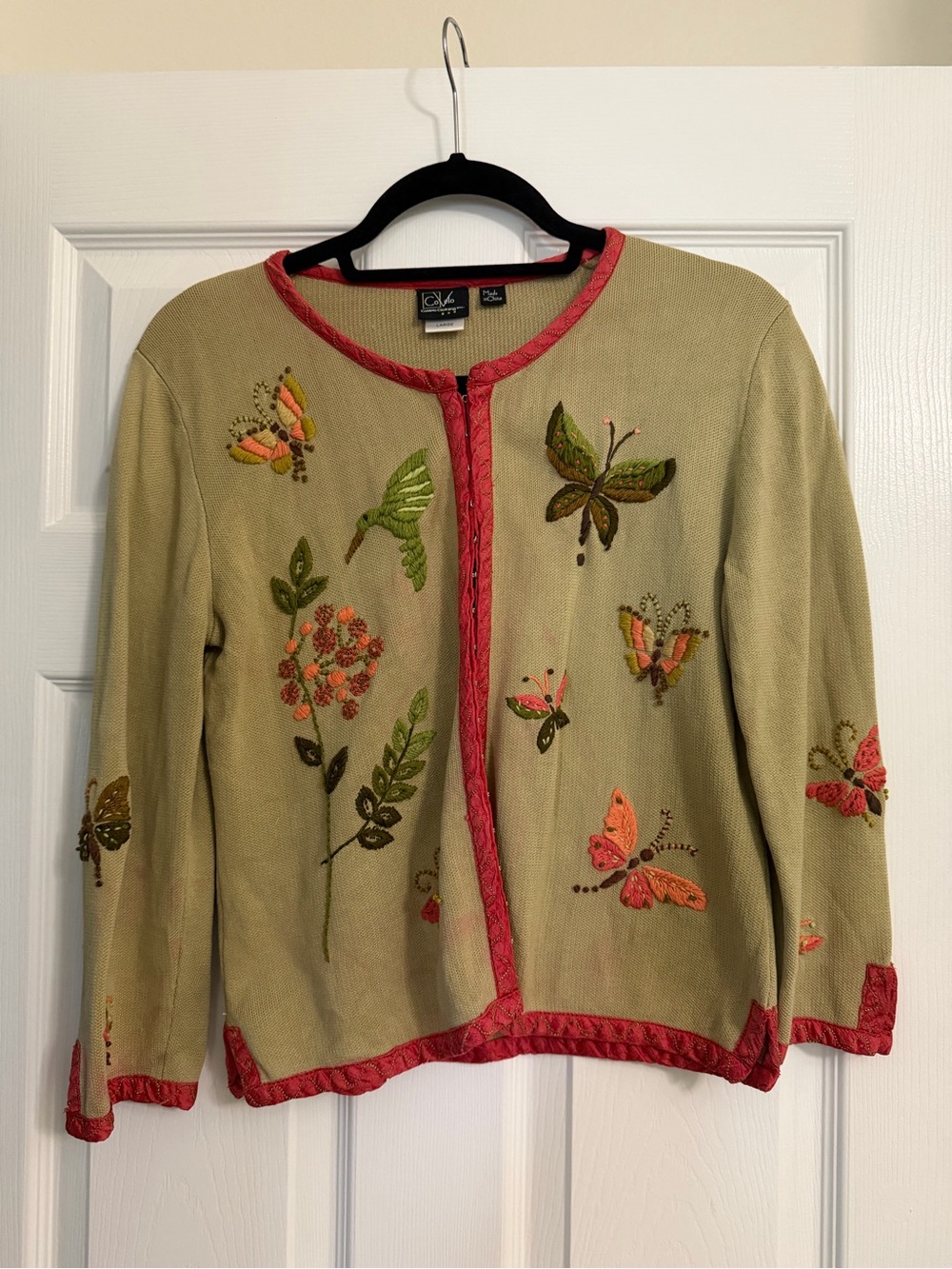 Silk Vintage Embroidered Butterfly Cardigan